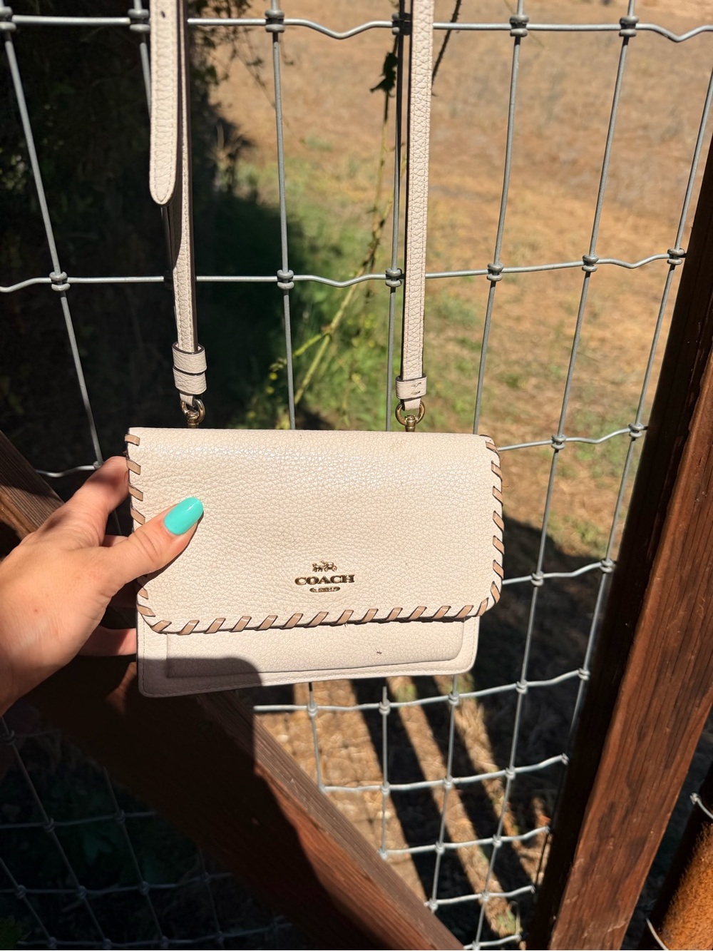 Coach Pebbled Leather Crossbody in Pale Blush with Whipstitch Trim